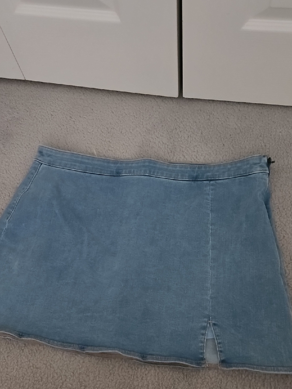 American Eagle Outfitters Blue Denim Mini Skirt with Front Slit